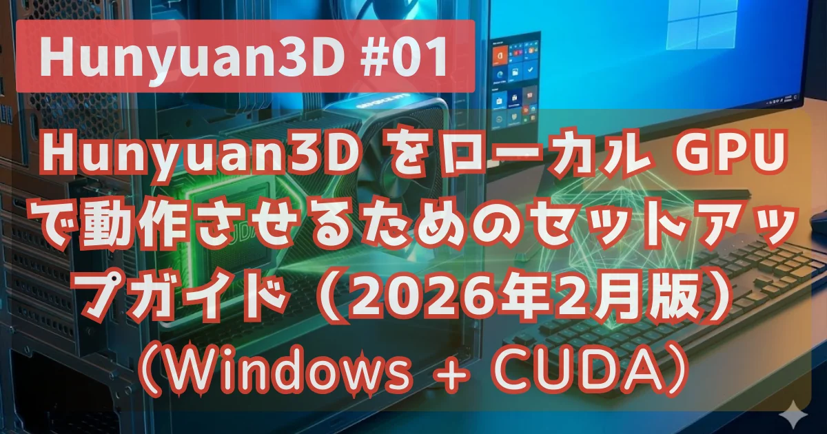 Hunyuan3D #01（ShapeGen & TexGen）を Windows + CUDA で実行するためのセットアップ（2026年2月版）