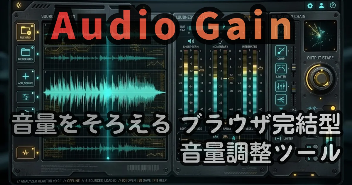 [Web Tool] Audio Gain — 音量をそろえる ブラウザ完結型 音量調整ツール