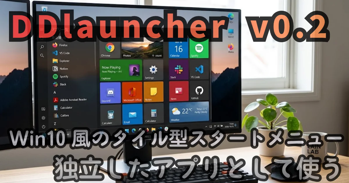 [Windows App] DDlauncher — Win10 風のタイル型スタートメニューを、独立したアプリとして、使う
