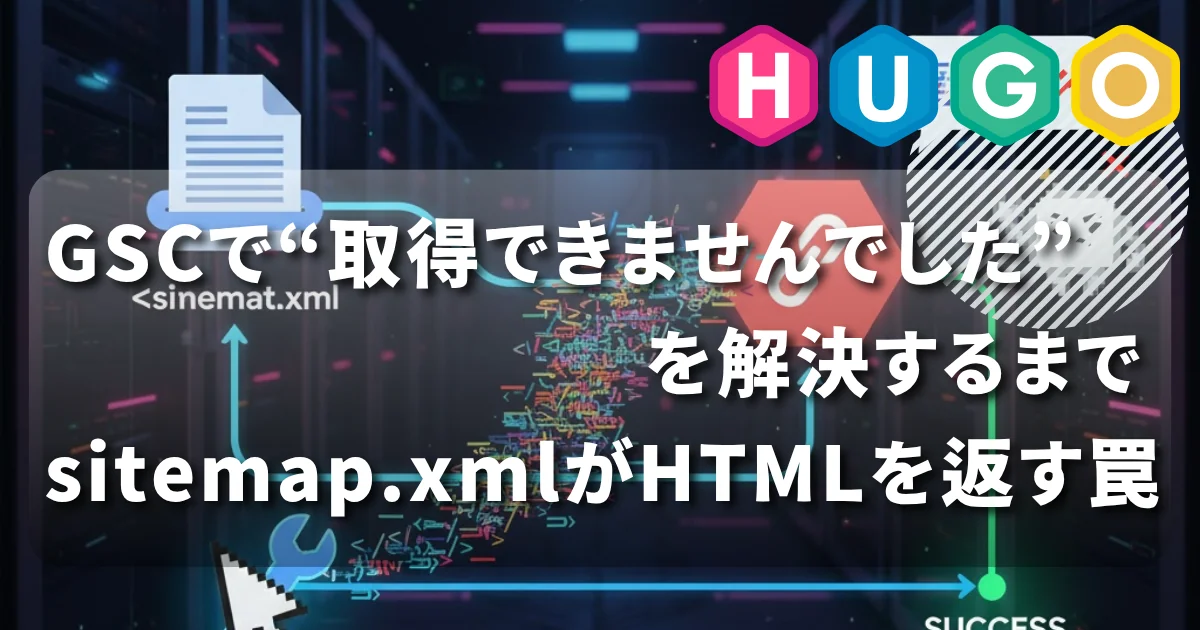 [Hugo] GSCで“取得できませんでした”を解決するまで──sitemap.xmlがHTMLを返す罠