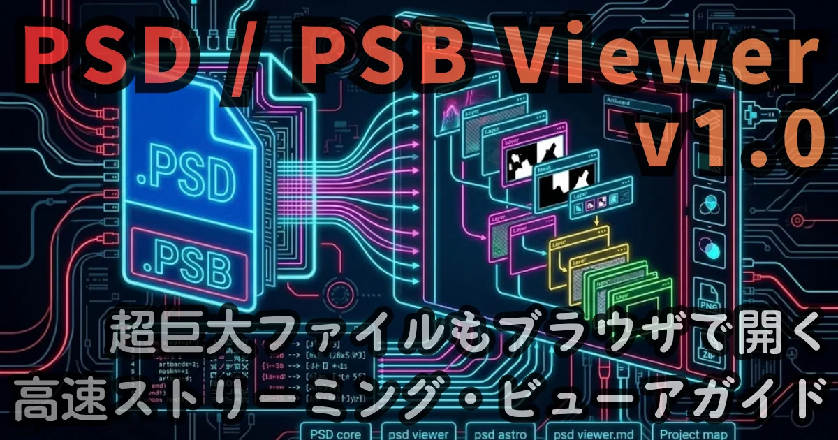[WEB Tool] PSD / PSB Viewer v1.0 — 超巨大ファイルもブラウザで開く、高速ストリーミング・ビューアの使い方ガイド
