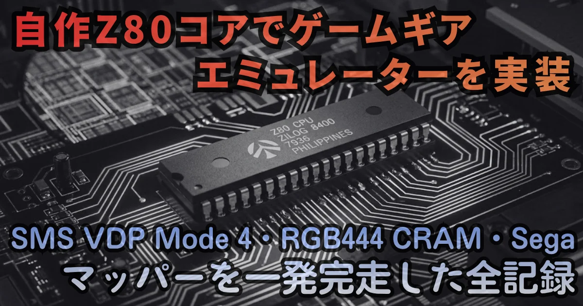 [JavaScript] 自作Z80コアでゲームギアエミュレーターを実装。SMS VDP Mode 4・RGB444 CRAM・Segaマッパー・SEGAボイス再生まで完了した全記録