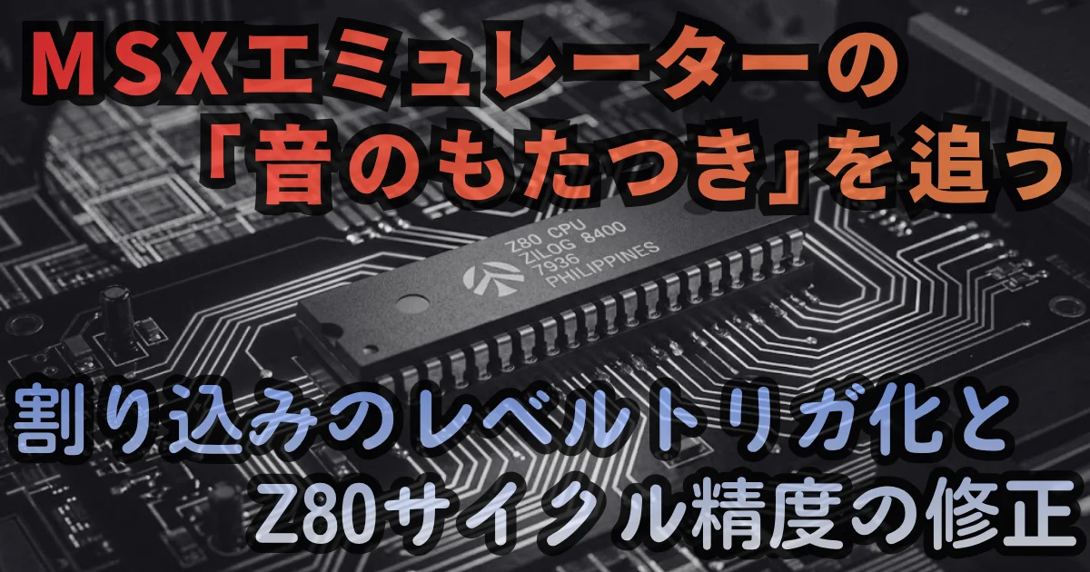 [JavaScript] MSXエミュレーターの「音のもたつき」を追う。割り込みのレベルトリガ化とZ80サイクル精度の修正