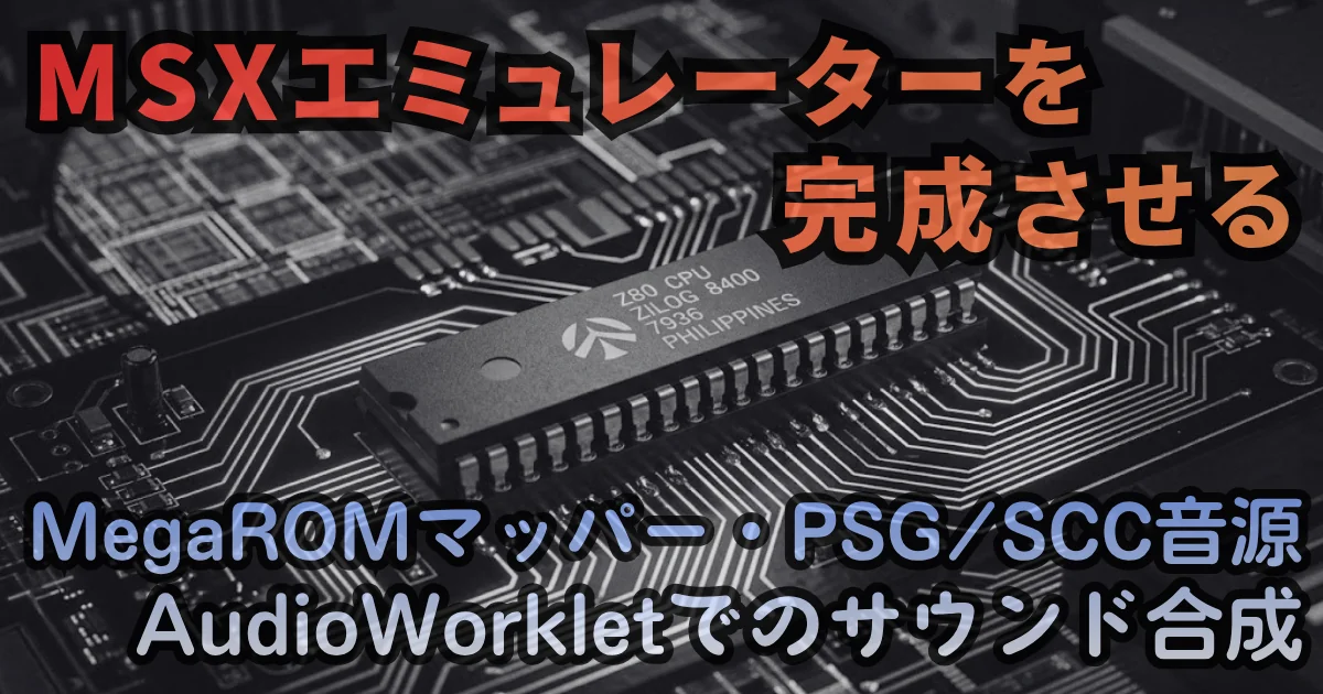 [JavaScript] MSXエミュレーターを完成させる。MegaROMマッパー・PSG/SCC音源・AudioWorkletでのサウンド合成