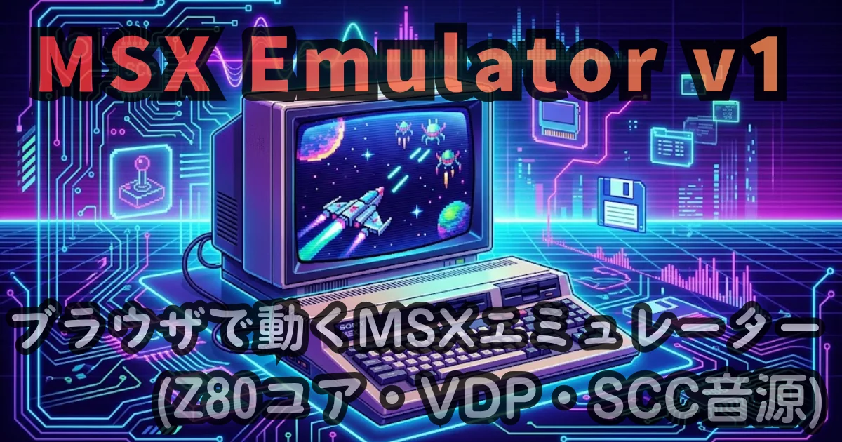 [WEB App] MSX Emulator v1 — ブラウザで動くMSXエミュレーター (Z80コア・VDP・SCC音源 実装)