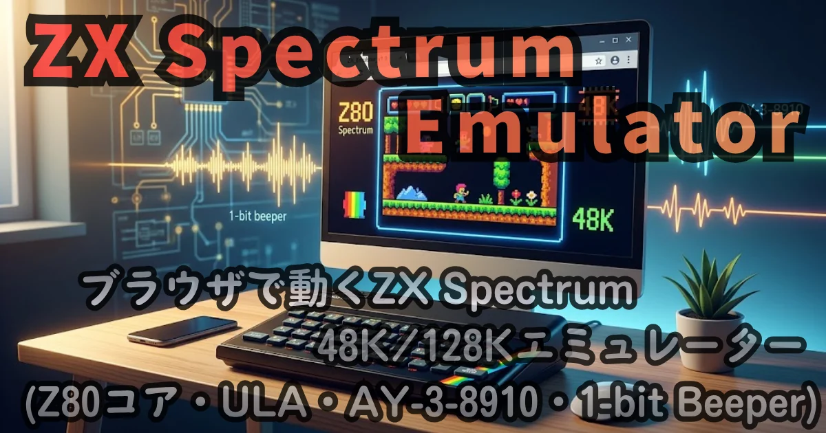 [WEB App] ZX Spectrum Emulator — ブラウザで動くZX Spectrum 48K/128Kエミュレーター (Z80コア・ULA・AY-3-8910・1-bit Beeper)